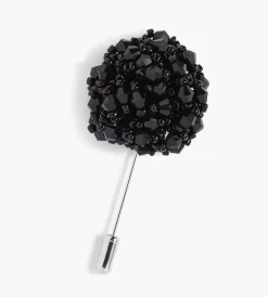 Tip Top Cuff Links & Tie Bars|Lapel Pins*Beaded Floral Lapel Pin Black