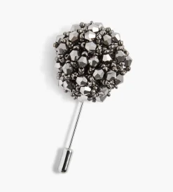 Tip Top Cuff Links & Tie Bars|Lapel Pins*Beaded Floral Lapel Pin Black