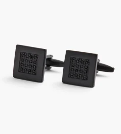 Tip Top Cuff Links & Tie Bars*Black Crystal Cuff Links