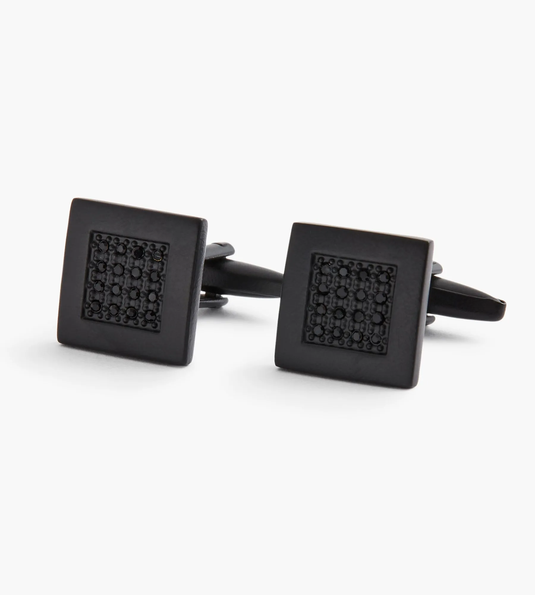 Tip Top Cuff Links & Tie Bars*Black Crystal Cuff Links