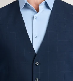 Michael Kors Vests*Windowpane Suit Vest Blue