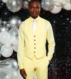 G Grafton Vests*Solid Suit Vest Bright yellow