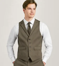G Grafton Vests*Solid Suit Vest Brown