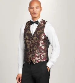 G Grafton Vests*Jacquard Tuxedo Vest Burgundy