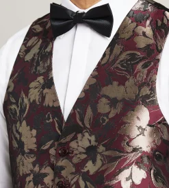 G Grafton Vests*Jacquard Tuxedo Vest Burgundy