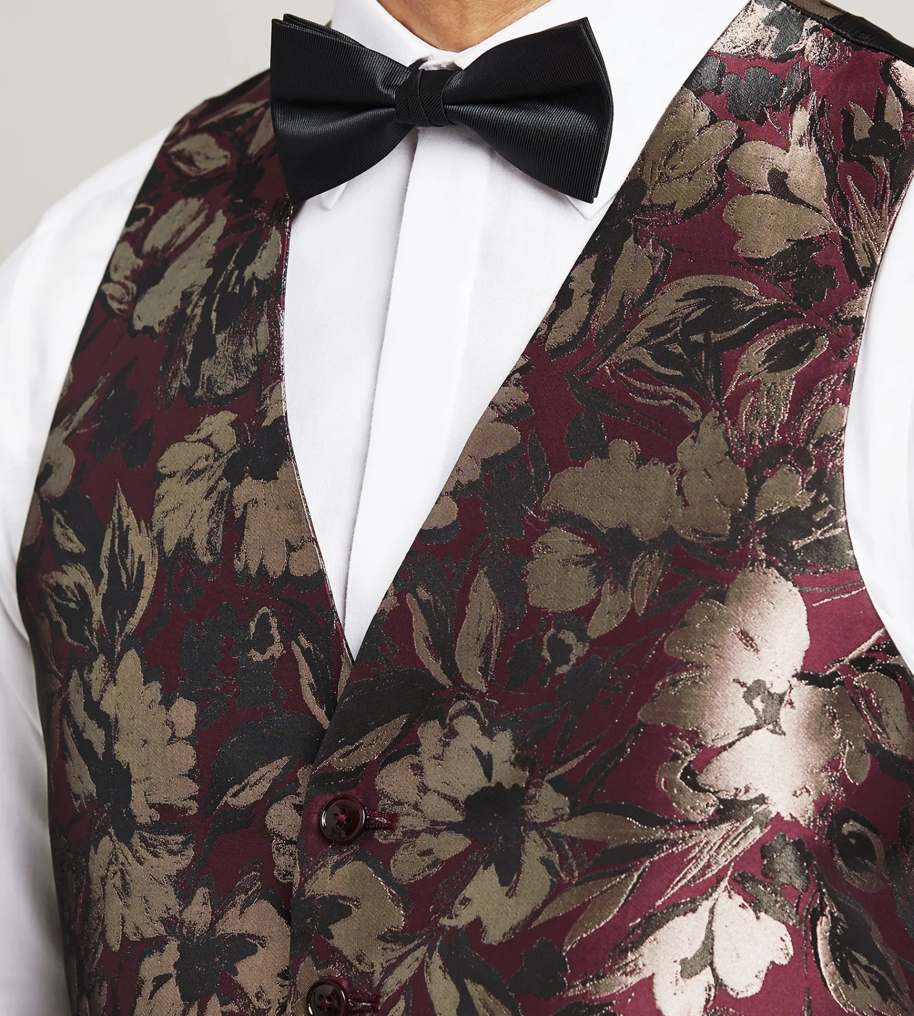 G Grafton Vests*Jacquard Tuxedo Vest Burgundy