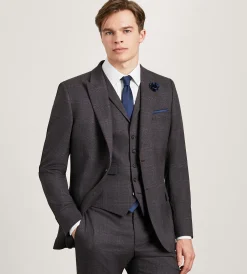G Grafton Vests*Plaid Suit Vest Burgundy