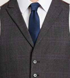 G Grafton Vests*Plaid Suit Vest Burgundy