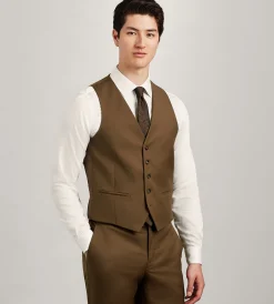 G Grafton Vests*Solid Suit Vest Caramel