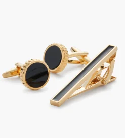 Tip Top Cuff Links & Tie Bars*Cufflink & Tie Bar Set Black