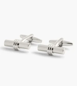 Tip Top Cuff Links & Tie Bars*Cylinder Cuff Links Silver