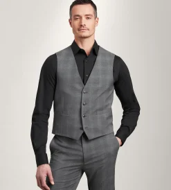 Michael Kors Vests*Plaid Suit Vest Grey