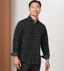 Jermyn & Bond Casual Shirts*Long Sleeve Flocking Casual Shirt Black