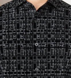 Jermyn & Bond Casual Shirts*Long Sleeve Flocking Casual Shirt Black