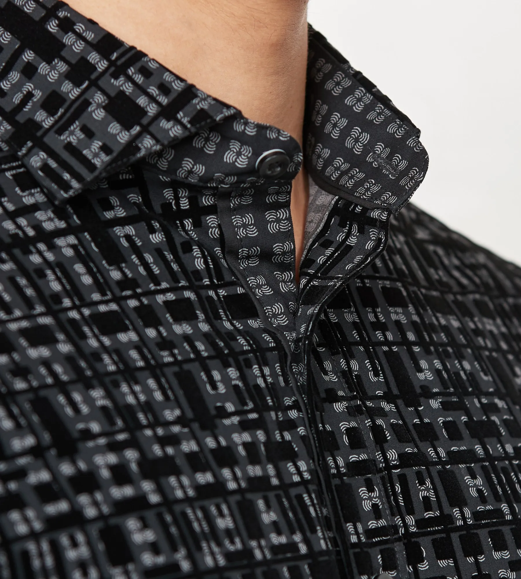 Jermyn & Bond Casual Shirts*Long Sleeve Flocking Casual Shirt Black