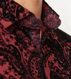 Jermyn & Bond Casual Shirts*Long Sleeve Flocking Casual Shirt Burgundy