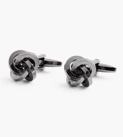 Tip Top Cuff Links & Tie Bars*Knot Cuff Links Gunmetal