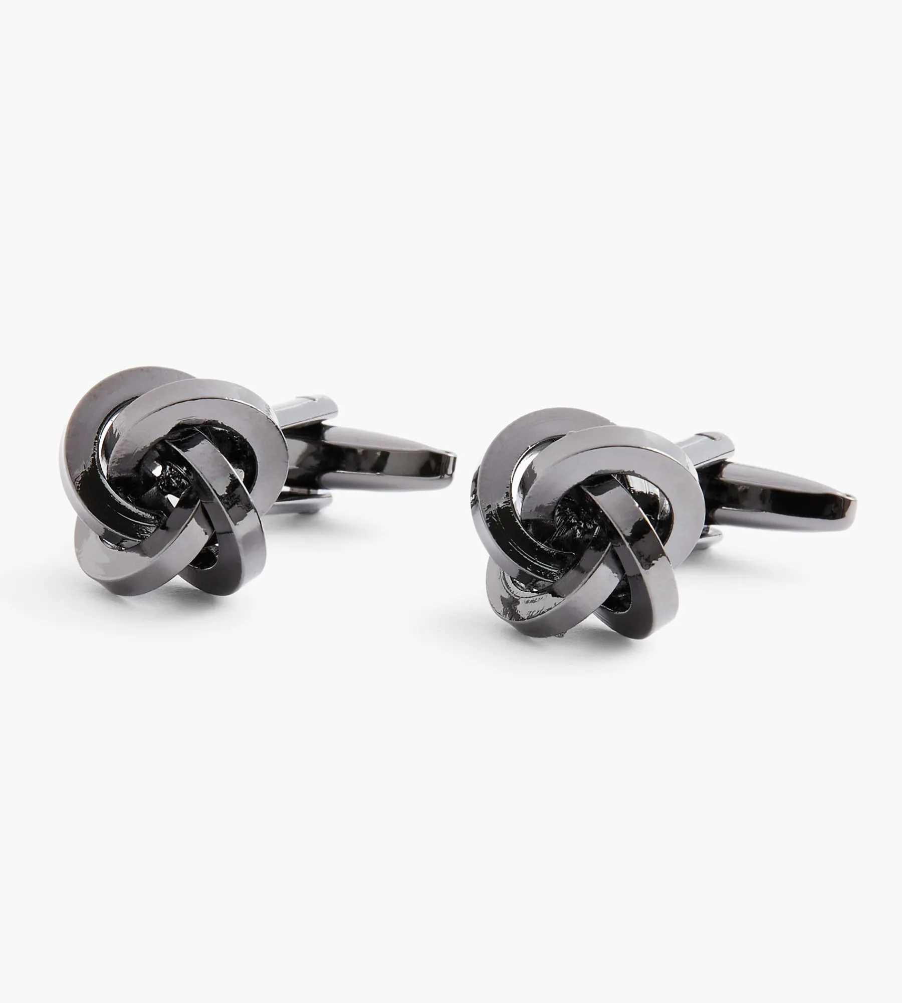 Tip Top Cuff Links & Tie Bars*Knot Cuff Links Gunmetal