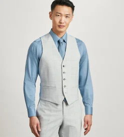 G Grafton Vests*Plaid Suit Vest Light grey
