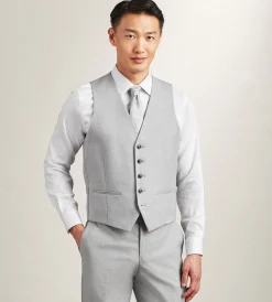 G Grafton Vests*Solid Suit Vest Light grey