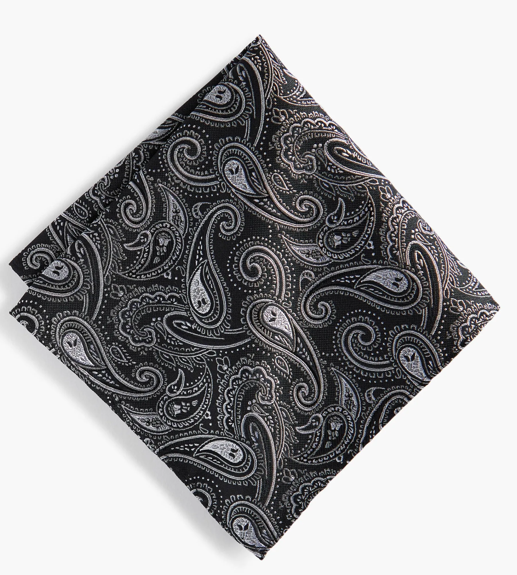 Grafton 1853 Pocket Squares*Mid Paisley Pocket Square Black