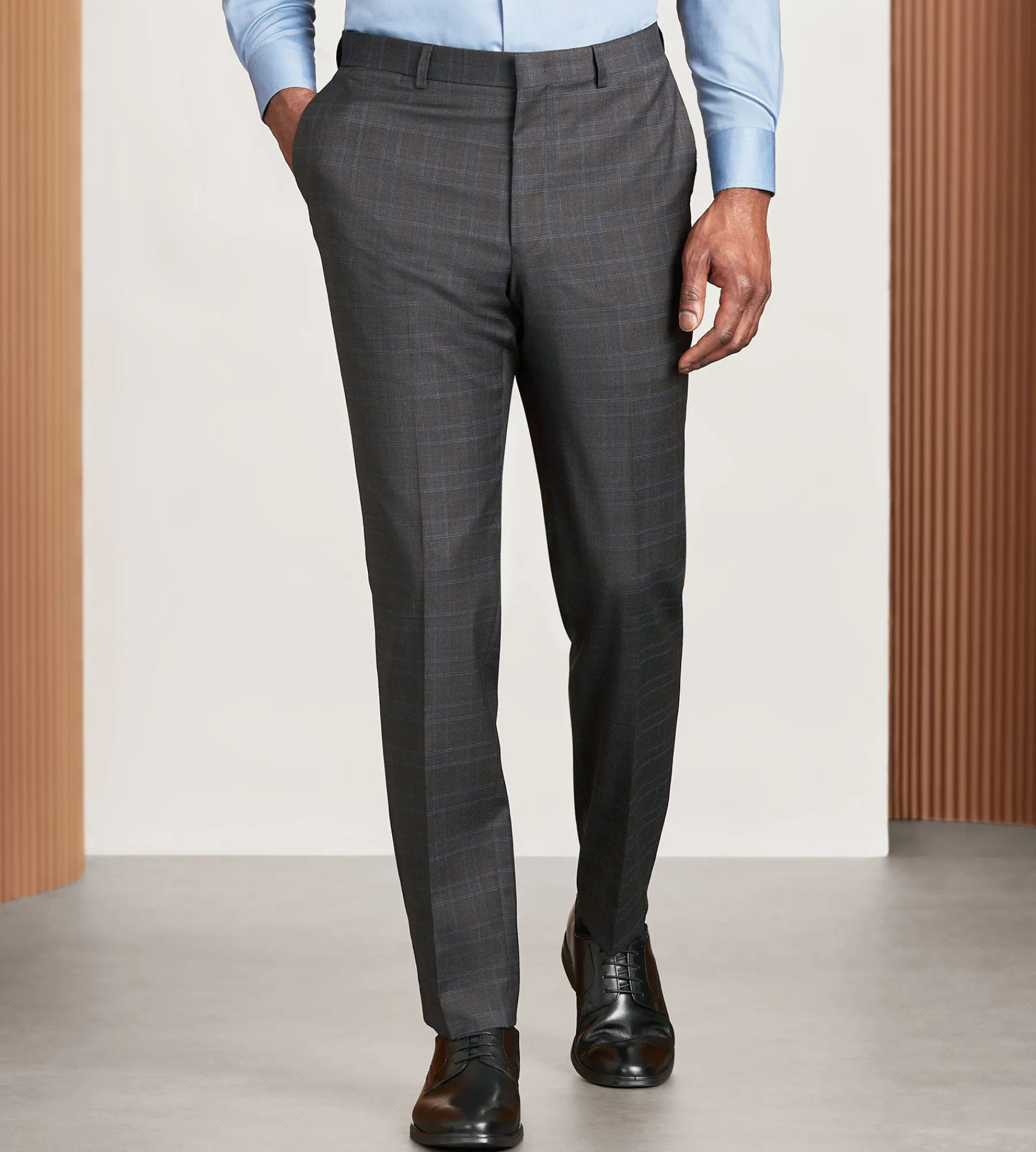 DKNY Dress Pants|Dress Pants*Modern Fit Plaid Suit Pants Brown