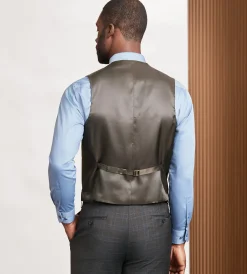DKNY Vests*Modern Fit Plaid Suit Vest Brown