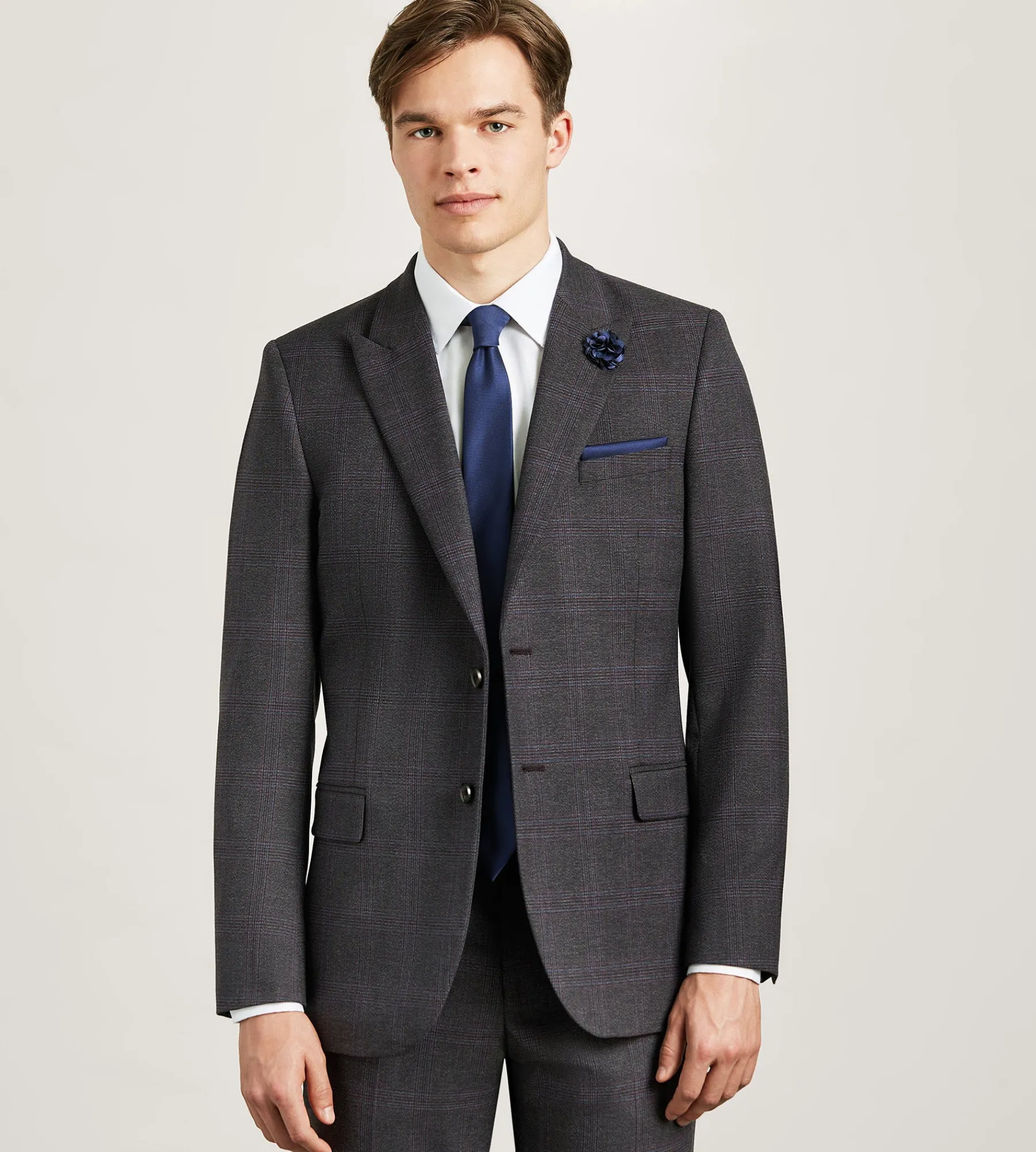 G Grafton Suit Separates*Modern Fit Burgundy Plaid Suit