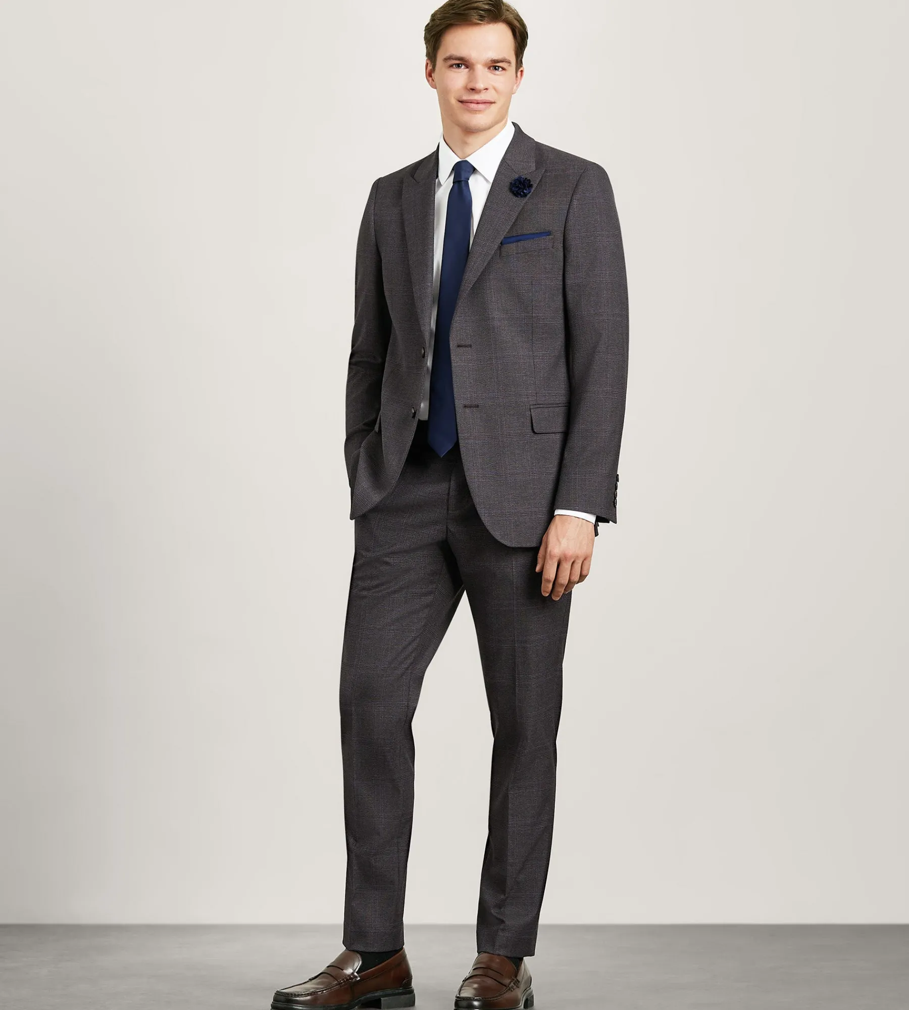 G Grafton Suit Separates*Modern Fit Burgundy Plaid Suit