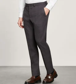 G Grafton Dress Pants|Dress Pants*Modern Fit Plaid Suit Pants Burgundy