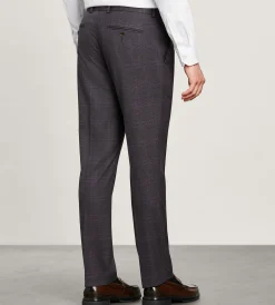 G Grafton Dress Pants|Dress Pants*Modern Fit Plaid Suit Pants Burgundy