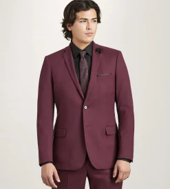 G Grafton Suit Separates*Modern Fit Burgundy Solid Suit