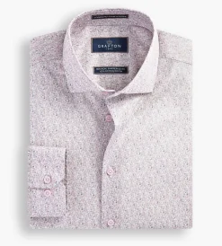 Grafton 1853 Dress Shirts*Modern Fit Floral Print Non-Iron Dress Shirt Pink
