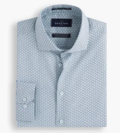 Grafton 1853 Dress Shirts*Modern Fit Geo Print Dress Shirt Teal