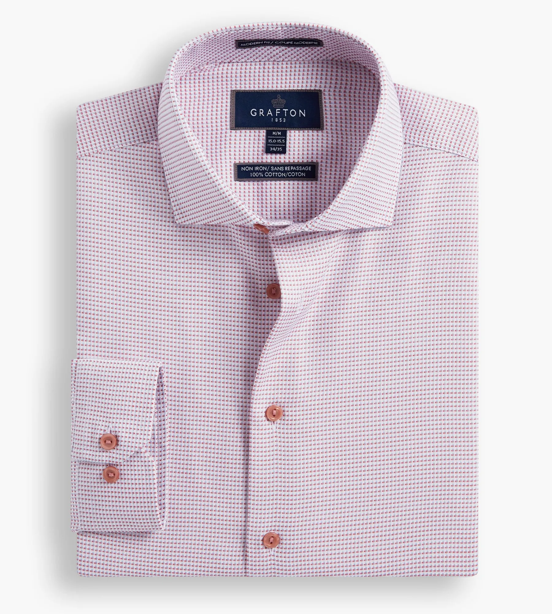 Grafton 1853 Dress Shirts*Modern Fit Geo Print Jacquard Dress Shirt Rust