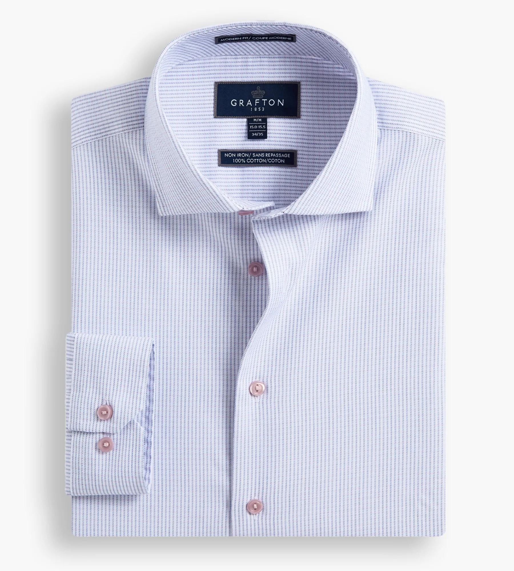 Grafton 1853 Dress Shirts*Modern Fit Geo Print Jacquard Dress Shirt Light pink