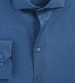 Grafton 1853 Dress Shirts*Modern Fit Geo Print Non-Iron Dress Shirt Navy