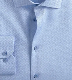 Grafton 1853 Dress Shirts*Modern Fit Jacquard Non-Iron Dress Shirt Blue