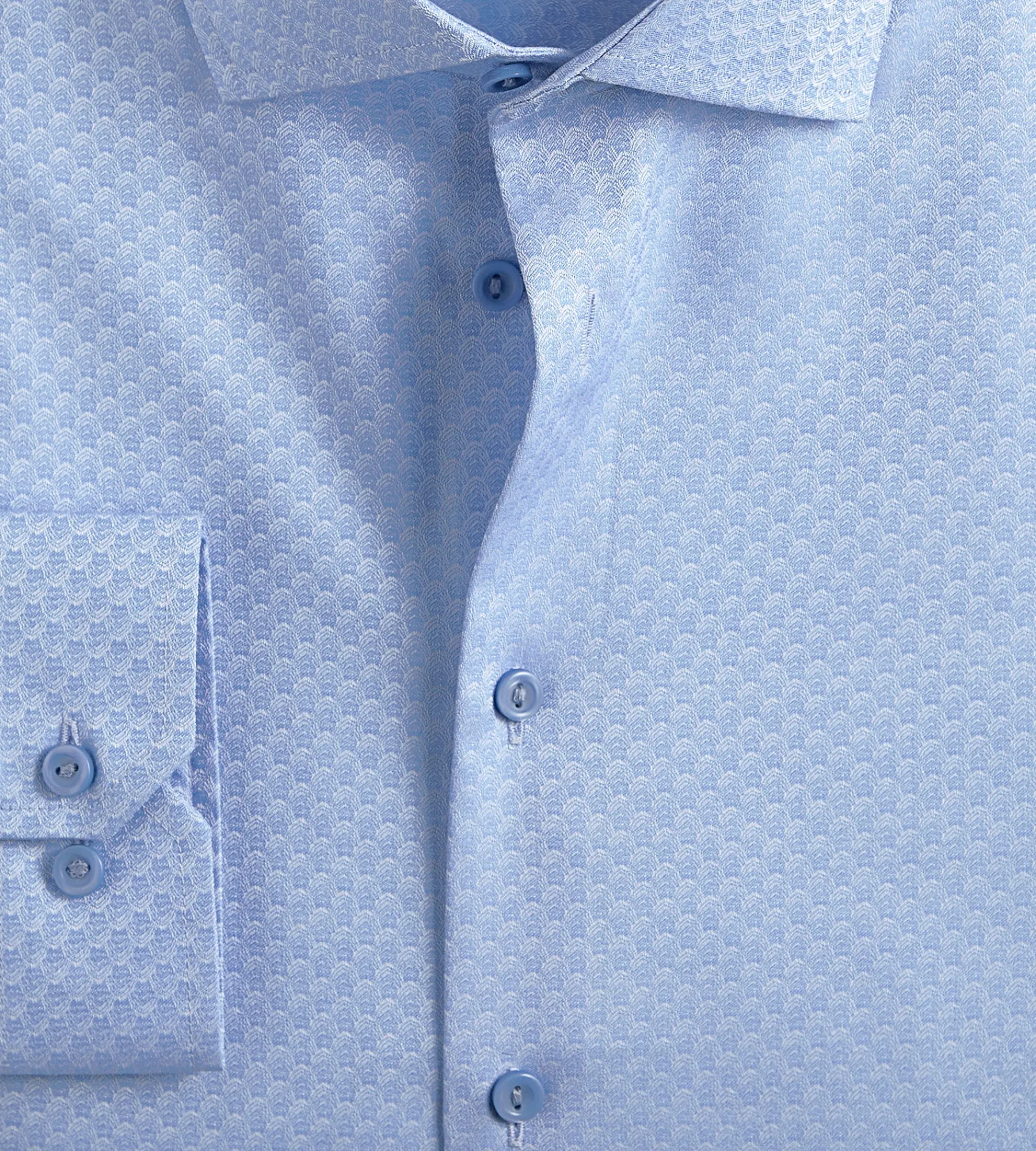 Grafton 1853 Dress Shirts*Modern Fit Jacquard Non-Iron Dress Shirt Blue