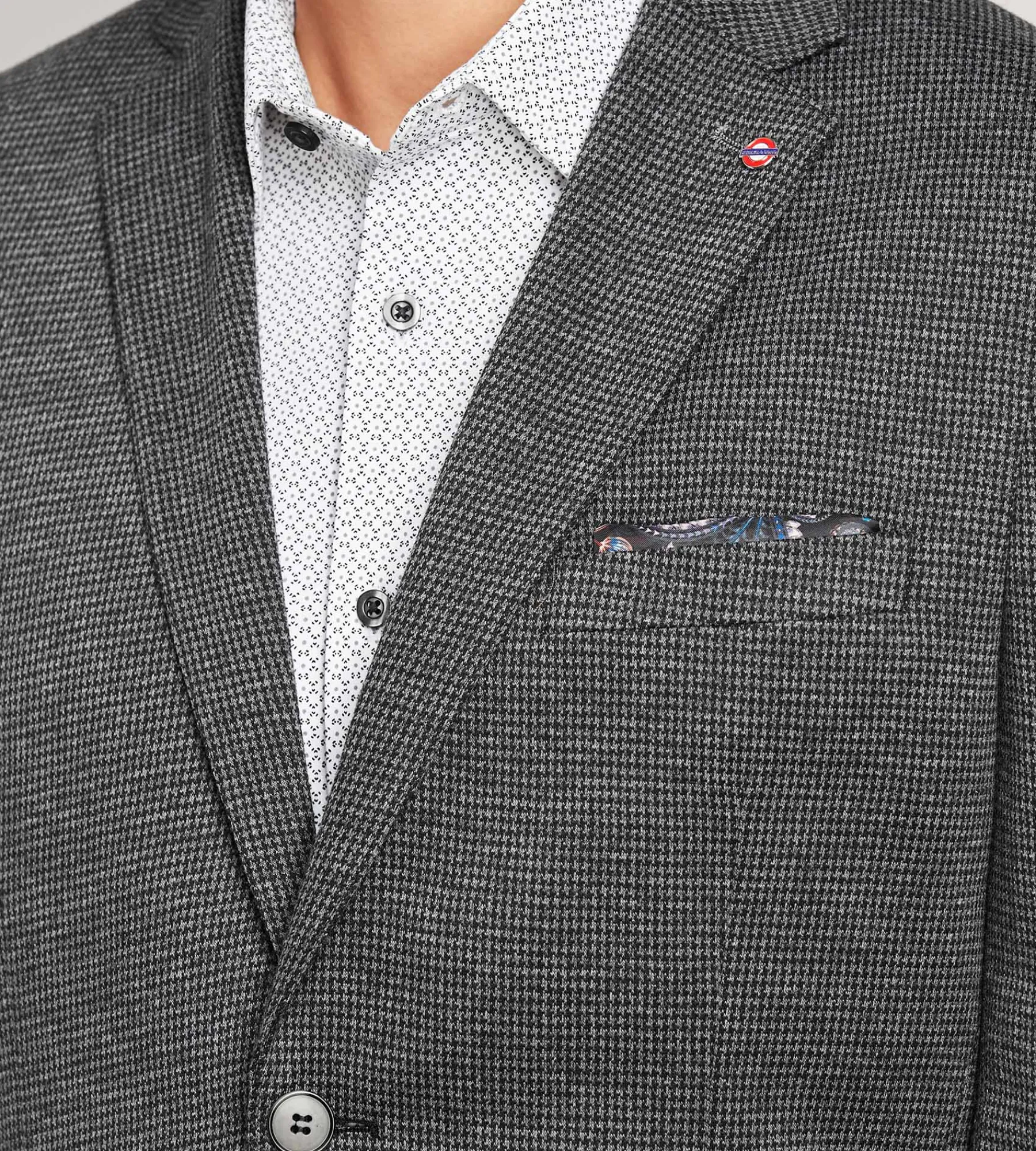 Jermyn & Bond Sport Jackets*Modern Fit Knit Houndstooth Sport Jacket Charcoal