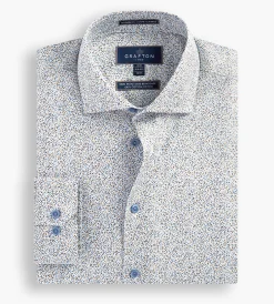 Grafton 1853 Dress Shirts*Modern Fit Leaf Print Non-Iron Dress Shirt Multi