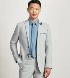 G Grafton Suit Separates*Modern Fit Light Grey Plaid Suit