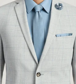 G Grafton Suit Separates*Modern Fit Light Grey Plaid Suit