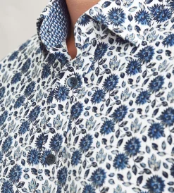 Hechter Paris Casual Shirts*Modern Fit Long Sleeve Floral Pattern 360 Stretch Casual Shirt Navy