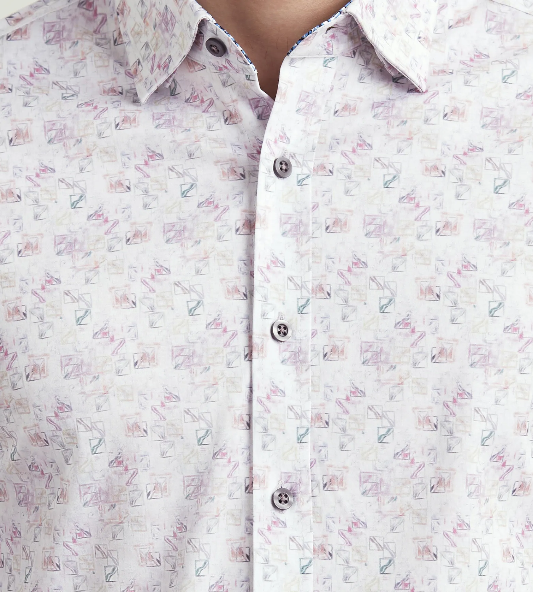 Hechter Paris Casual Shirts*Modern Fit Long Sleeve Geo Pattern 360 Stretch Casual Shirt Multi