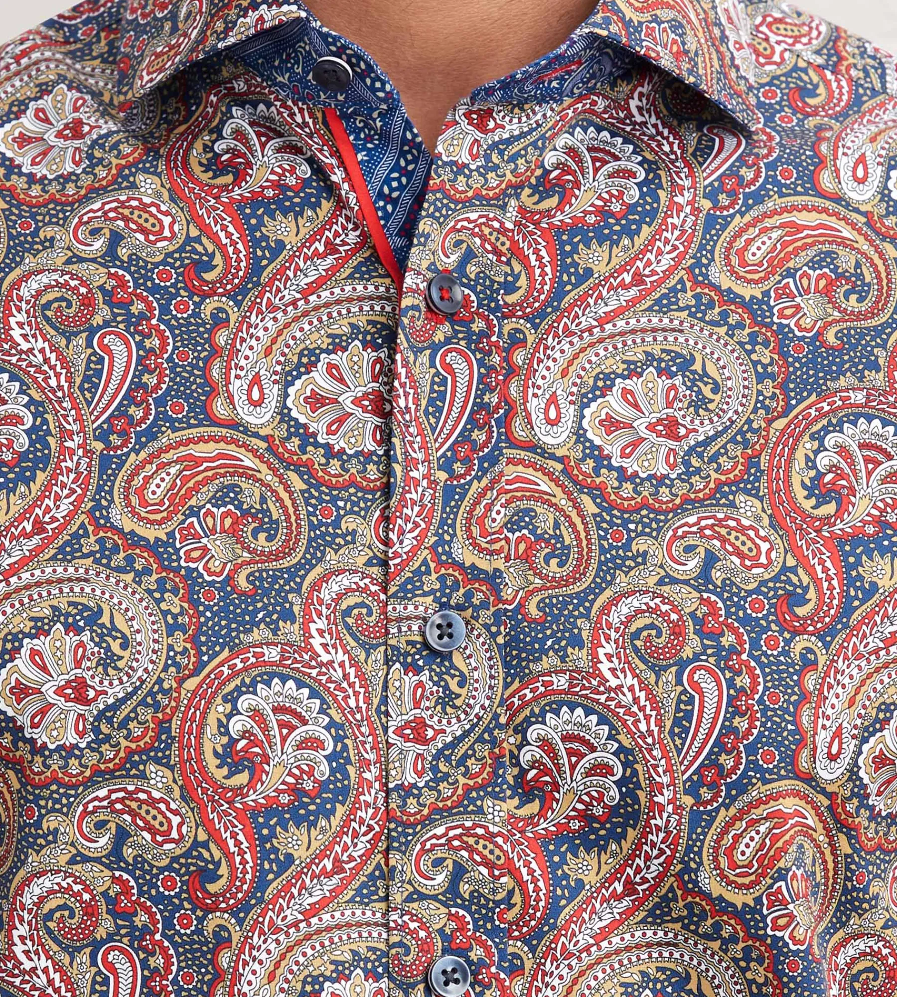 Jermyn & Bond Casual Shirts*Modern Fit Long Sleeve Printed Casual Shirt Navy