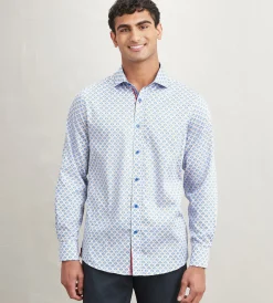 Jermyn & Bond Casual Shirts*Modern Fit Long Sleeve Printed Casual Shirt Light blue
