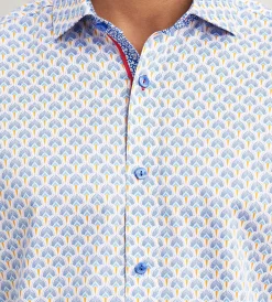 Jermyn & Bond Casual Shirts*Modern Fit Long Sleeve Printed Casual Shirt Light blue