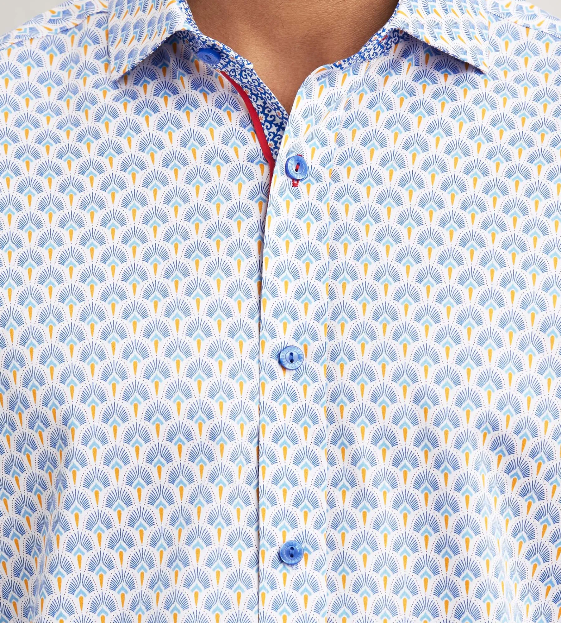 Jermyn & Bond Casual Shirts*Modern Fit Long Sleeve Printed Casual Shirt Light blue