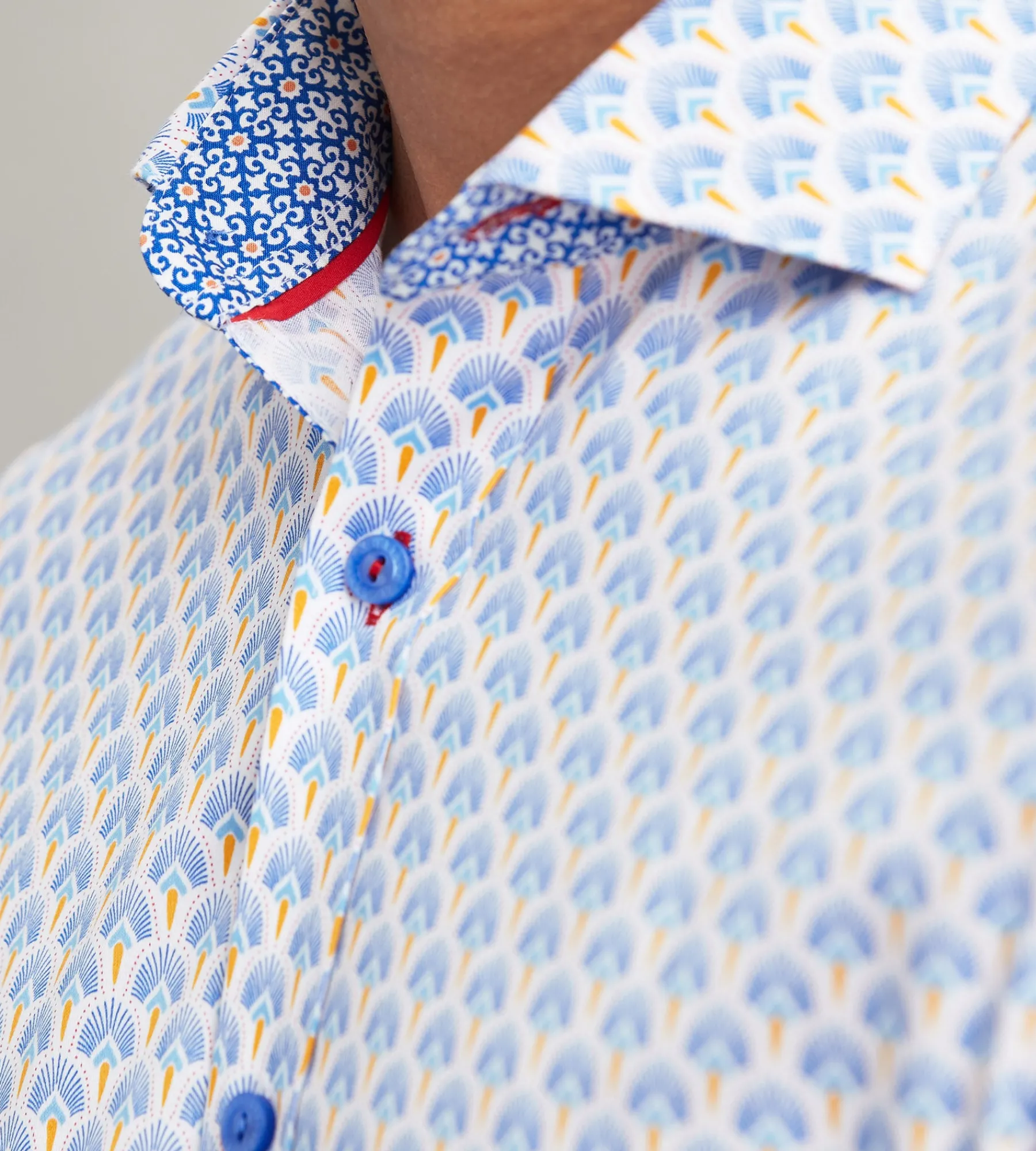 Jermyn & Bond Casual Shirts*Modern Fit Long Sleeve Printed Casual Shirt Light blue